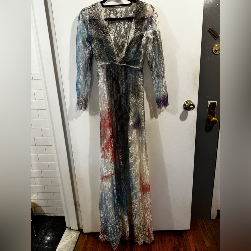 Custom Hand Painted Lace Maxi Dress